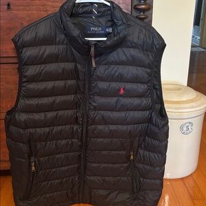 Polo by Ralph Lauren Navy Quilted Down-Style Vest with Red Pony